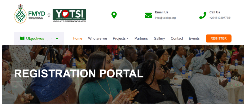 YEIDEP Registration portal