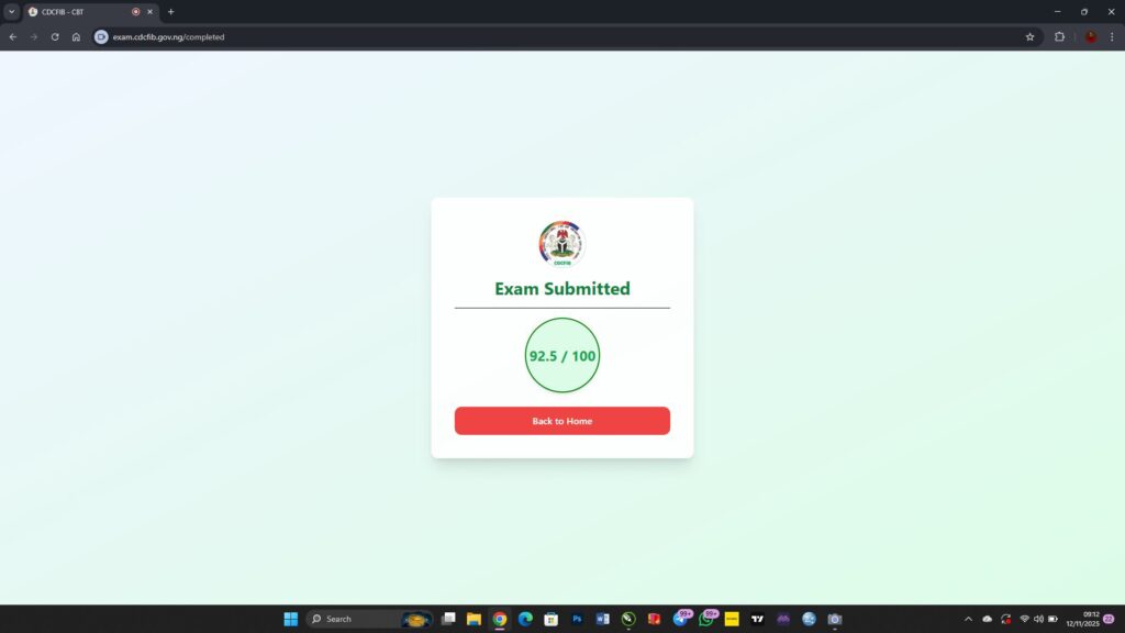 CDCFIB CBT Results for recruitment exam