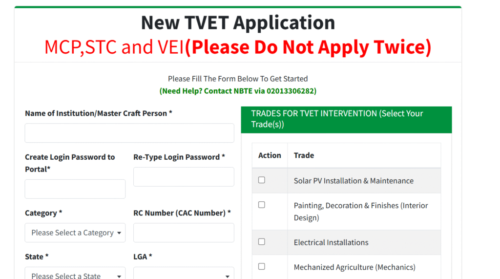 TVET Training Centre Application